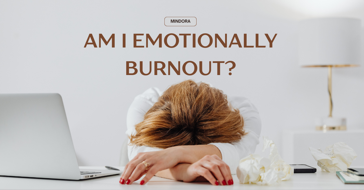 A person looking contemplative, surrounded by crumpled papers, symbolizing feelings of emotional burnout and exhaustion.